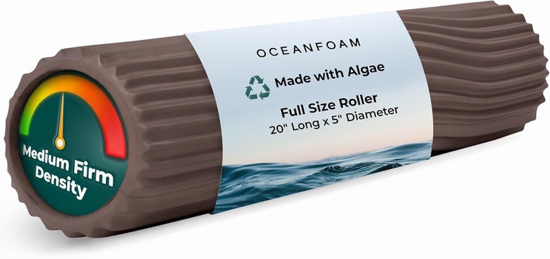 Oceanfoam Tidal Roller - Espresso - Muscle Massage Foam Roller for Back Pain & Stretching - Firm and Ergonomic Wide Wave Textured - Yoga, Athletics, & Wellness - Full Size, 20" x 5" - Image 1